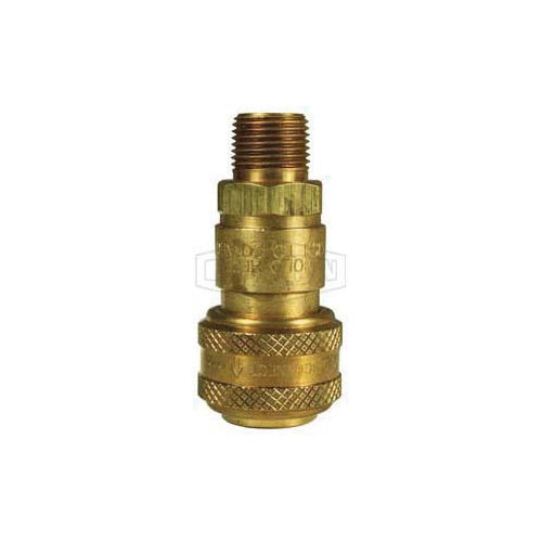 Dixon® 3DM3-B DF Series Industrial Male Quick Connect Coupler, 3/8-18 Nominal, Quick Disconnect Coupler x NPTF, 300 psi Pressure, Brass, Domestic