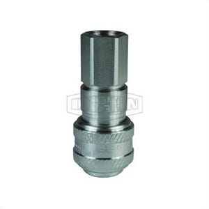 Dixon® 4DF4-S DF Series Industrial Female Quick Connect Coupler, 1/2-14 Nominal, Quick Disconnect Coupler x NPTF, 300 psi Pressure, 303 Stainless Steel