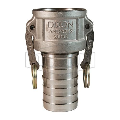 Dixon® 500-C-SS Type-C Cam and Groove Coupler, 5 in Nominal, Female Coupler x Hose Shank End Style, 316 Stainless Steel