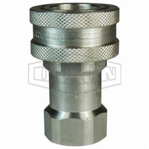 Dixon® 8HBF8-SS DQC H Industrial Interchange Poppet Valve Female Coupler, 1-11 Nominal, Female BSPP, 316 Stainless Steel