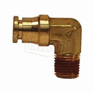 Dixon® AQ69DOT4X4 Push-In Elbow, 1/4 in Nominal, MNPT x Tube, Brass, Domestic