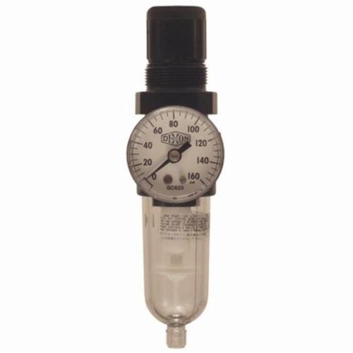 Norgren® by Dixon® B07-202MG General Purpose Miniature Relieving Filter/Regulator with GC620 Gauge and Manual Drain, 1/4 in PTF Port, 24 scfm Flow Rate