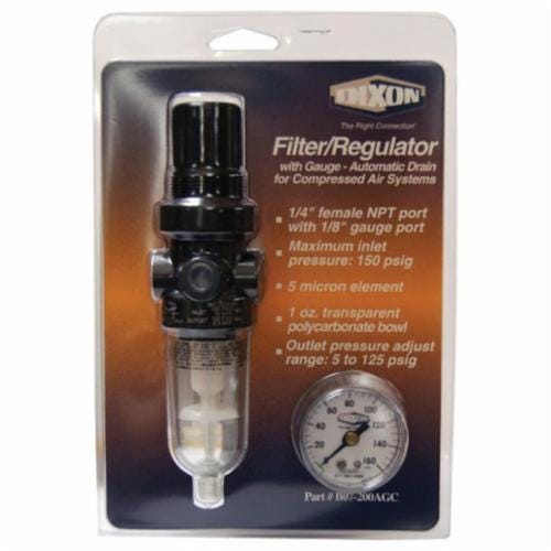 Norgren® by Dixon® B07-202AGC General Purpose Miniature Relieving Filter/Regulator with GC620 Gauge and Automatic Drain