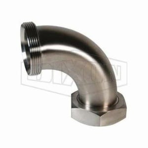Dixon® B2F-G150 90° Elbow with Hex Nut, 1-1/2 in, Thread Beveled Seat x Plain Beveled Seat, 304 Stainless Steel, Domestic
