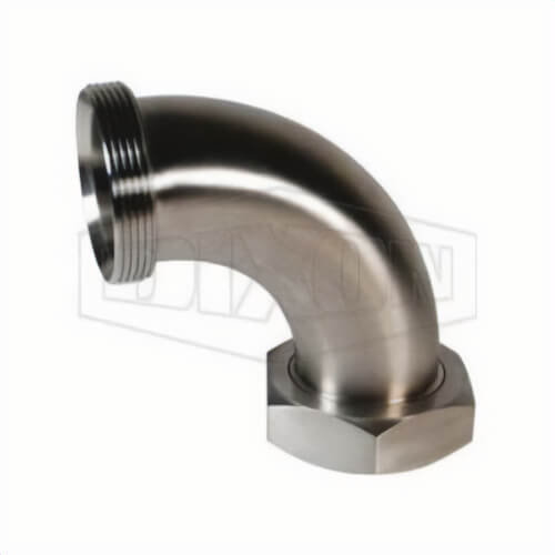Dixon® B2F-G300 90°  Elbow with Hex Nut, 3 in, Thread Beveled Seat x Plain Beveled Seat, 304 Stainless Steel, Domestic