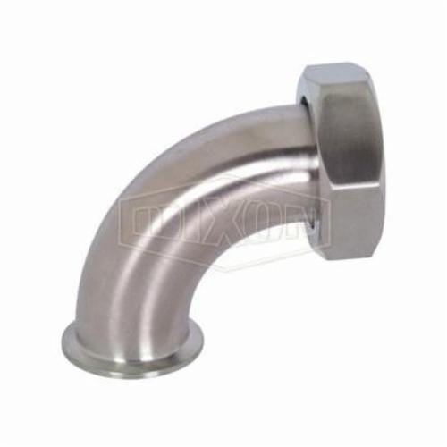 Dixon® B2FMP-14-G150 90°  Elbow with Hex Nut, 1-1/2 in, Clamp x Plain Beveled Seat, 304 Stainless Steel, Domestic