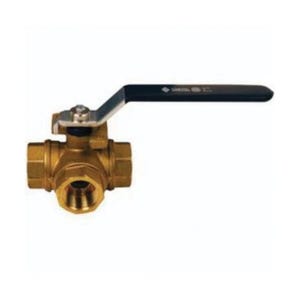 Dixon® BBV100DTW 3-Way Diverting Ball Valve, 1 in Nominal, FNPT End Style, Brass Body, Standard T Port, PTFE Seat/Seal/Thrust Washer Soft goods, Import