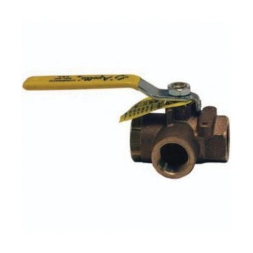 Dixon® BBV100TW BBV 3-Way Diverting Ball Valve, 1 in Nominal, FNPT End Style, Bronze Body, L-Port/Standard Port, RPTFE Soft goods, Domestic
