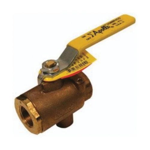 Dixon® BBV38VT Ball Valve with NPT Tap, 3/8 in Nominal, FNPT End Style, Brass Body, Full Port, RTFE Seat/Stuffing Box Ring Soft goods, Domestic