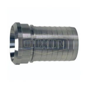 Dixon® CBSR150 Sanitary Crimp Stem, 1-1/2 in Nominal, Female Beveled Seat x Hose Shank End Style, 316 Stainless Steel, Domestic
