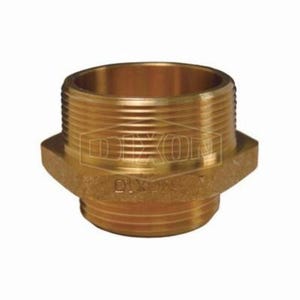 Dixon® DMH1076 Double Reducing Hex Nipple, 1 x 3/4 in x 1-29/32 in L, Brass, MNPT x Male Garden Hose Thread