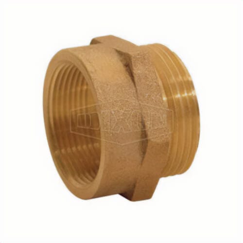 Dixon® FM2525F Hex Female to Male Nipple, 2-1/2 in Nominal, 2-3/32 in L, Brass, FNPT x Male NH NST End Style, Domestic