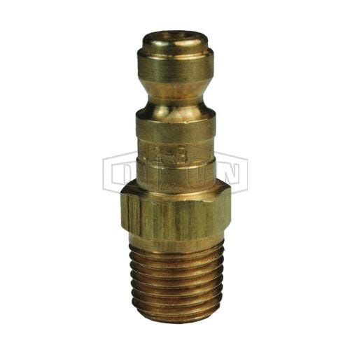 Dixon® J2M2-B J Series Tru-Flate Automotive Quick Disconnect Pneumatic Plug, 1/4-18 Nominal, Quick Disconnect Plug x Male NPTF, 300 psi Pressure, Brass