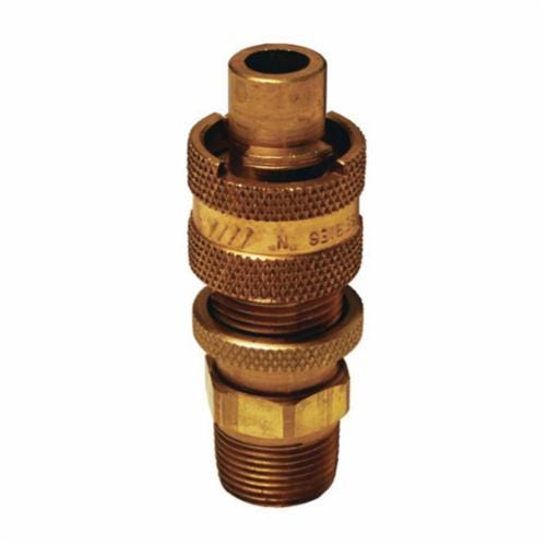 Dixon® N4M6-B-LS N Series Bowes Interchange Safety-Lock Bowes Pneumatic Nipple, 1/2 in Nominal, Quick-Connect x MNPT, 300 psi Pressure, Brass