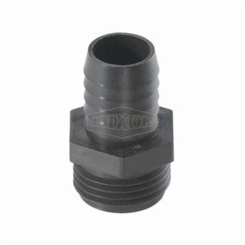 Dixon® PPCM74 Tuff-Lite™ Short Shank Coupling, 3/4 x 1/2 in Nominal, Male Garden Hose Thread x Hose Barb End Style, Polypropylene, Domestic