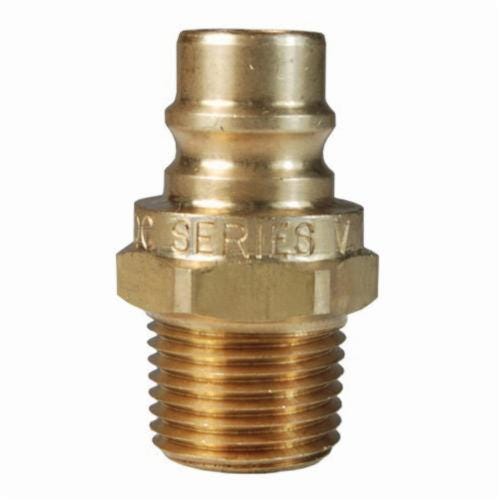 Dixon® V2M2-B-E V/Snap-Tite H/IH Unvalved Hydraulic Interchange Coupler, 1/4 in x 1/4-18 Nominal, Quick-Connect x MNPT, Brass