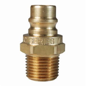 Dixon® V2M2-B-E V/Snap-Tite H/IH Unvalved Hydraulic Interchange Coupler, 1/4 in x 1/4-18 Nominal, Quick-Connect x MNPT, Brass