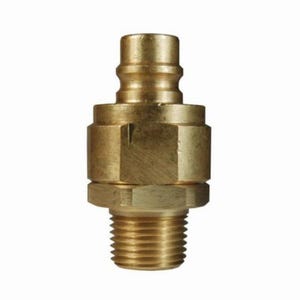 Dixon® V2M2-B V/Snap-Tite H/IH Valved Hydraulic Interchange Coupler, 1/4 in x 1/4-18 Nominal, Quick-Connect x MNPT, Brass