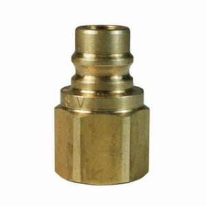 Dixon® V4F4-B-E V/Snap-Tite H/IH Unvalved Hydraulic Interchange Coupler, 1/2 in x 1/2-14 Nominal, Quick-Connect x FNPT, Brass
