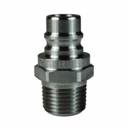 Dixon® V4M4-SS-E V/Snap-Tite H/IH Unvalved Hydraulic Interchange Coupler, 1/2 in x 1/2-14 Nominal, Quick-Connect x MNPT, 316 Stainless Steel