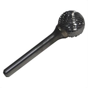 Drill America DULSD14 Round Shank Carbide Burr, Ball (Shape SD) Head, 3/16 in dia Head, 1/4 in L of Cut, Double Cut Cut