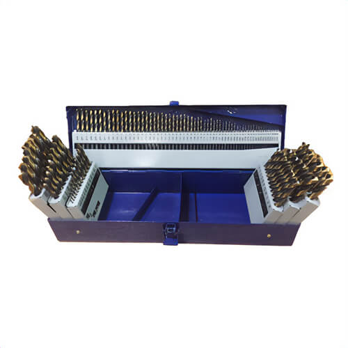 KFD® KFD115J-SET 2-Flute Heavy Duty Jobber Length Drill Set, 135°  Drill Point Angle, 115 pc, HSS, Black/Gold