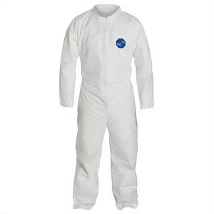 DuPont™ TY122S-L Tyvek® 400 Basic Coverall, Attached Hood, Zipper Pull, Elastic Waist, White, L