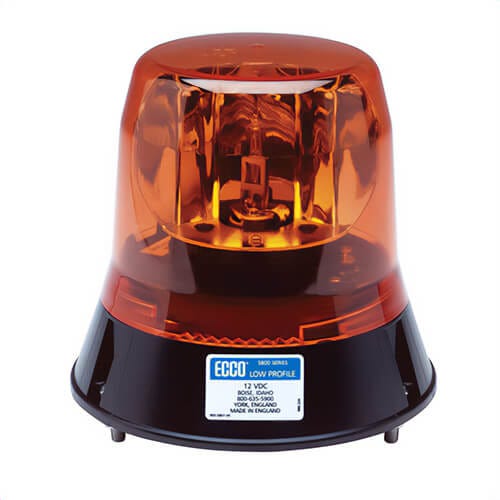 ECCO® 5813A 5800 Rotating Strobe Beacon, Amber, Halogen Lamp, 12 VDC/63 W, 4.9 A, 3-Bolt Flange Mount