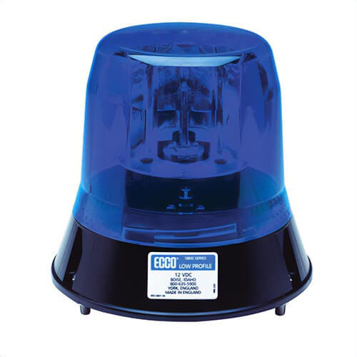 ECCO® 5813B 5800 Rotating Strobe Beacon, Blue, Halogen Lamp, 12 VDC/63 W, 4.9 A, 3-Bolt Flange Mount