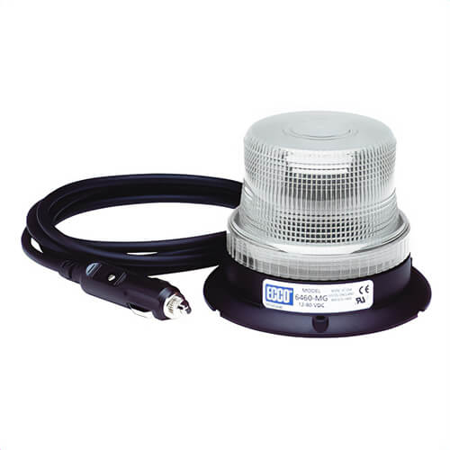 ECCO® 6465C-MG 360° Low Profile Strobe Beacon, Clear, LED Lamp, 12 to 80 VDC, 1.9 W, 1.9 A, Magnetic Mount