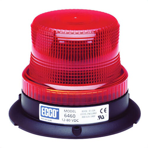ECCO® 6465R 360° Low Profile Strobe Beacon, Red, LED Lamp, 12 to 80 VDC, 1.9 W, 1.9 A, 3-Bolt Flange Mount