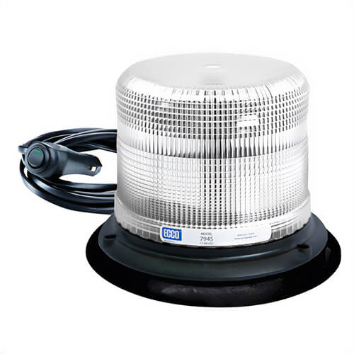 ECCO® Pulse II® 7945C-VM 360° Low Profile Strobe Beacon, Clear, LED Lamp, 12 to 48 VDC, 16 W, 1.3 A, Vacuum Magnet Mount