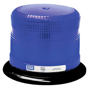 ECCO® Pulse II® 7965B 360° Low Profile Strobe Beacon, Blue, LED Lamp, 12 to 24 VDC/46.1 W, 3.6 A, 3-Bolt/Flange/Surface Mount
