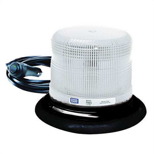 ECCO® Pulse II® 7965C-VM 360° Low Profile Strobe Beacon, Clear, LED Lamp, 12 to 24 VDC/46.1 W, 3.6 A, Vacuum Magnet Mount