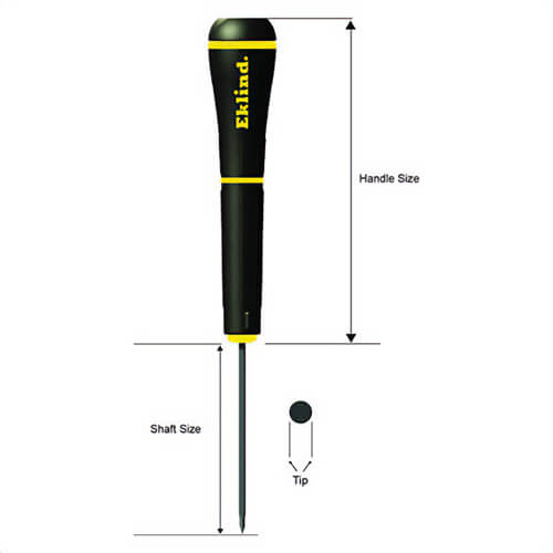 Eklind® 92025 PSD™ Precision Screwdriver, 2.5 mm Slotted Point, Black Oxide, ASME Specified, ANSI Specified