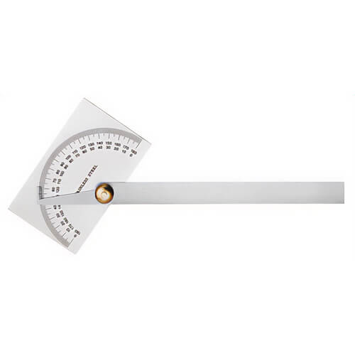 Empire® 27912 Stainless Steel Protractor, 6 in Stainless Steel Arm and Square Head, 0° - 180° Measurements