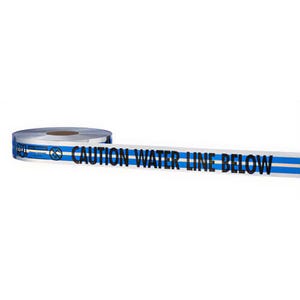 Empire® 31-021 Magnatec® Detectable Underground Tape, CAUTION WATER LINE BELOW Legend, Blue, 2 in x 1,000 ft
