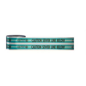 Empire® 31-055 Magnatec® Detectable Underground Tape, CAUTION SEWER LINE BELOW Legend, Green, 6 in x 1,000 ft