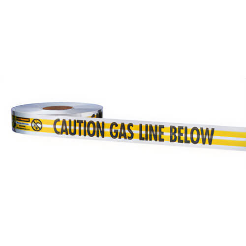 Empire® 31-141 Magnatec® Detectable Underground Tape, CAUTION GAS LINE BELOW Legend, Yellow, 3 in x 1,000 ft