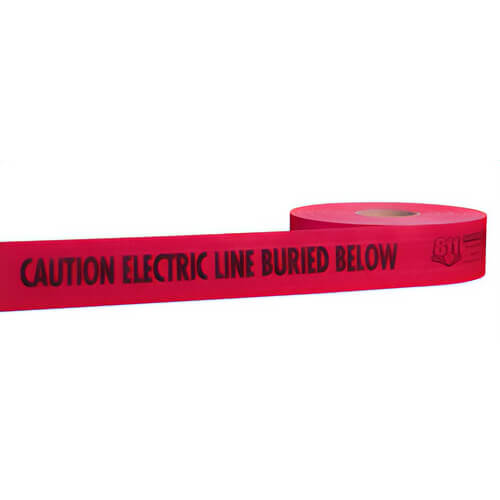 Empire® 71-061 Duratec® Reinforced Non-Detectable Underground Tape, CAUTION ELECTRIC LINE BURIED BELOW Legend, Red, 3 in x 1000 ft