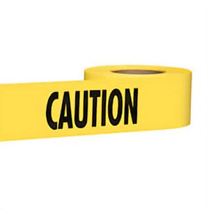 Empire® 77-1001 Barricade Tape, Yellow/Black, 1000 ft L x 3 in W, CAUTION Legend, Plastic
