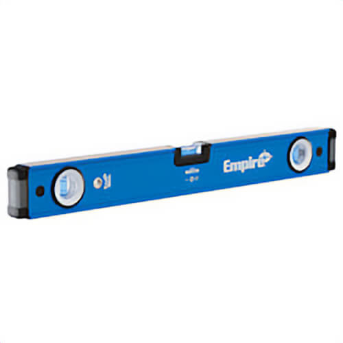 Empire® E75.24 True Blue® E75 Box Level, 24 in L, 3 Vials, Aluminum, (1) Level/(2) Plumb Vial Position