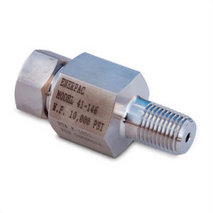 Enerpac® 41166 High Pressure Adapter Fitting, 0.38 x 0.375 in Nominal, Female Cone x Male NPTF End Style, Stainless Steel