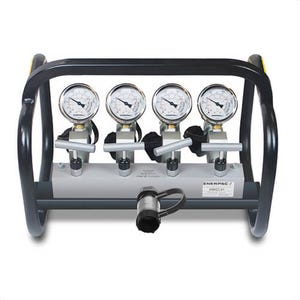 Enerpac® AMGC41 Split Flow Hydraulic Manifold with Gauges and Frame, for Single-Acting Cylinders