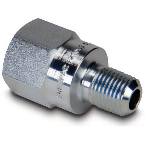 Enerpac® FZ-1055 Hydraulic Adapter, High Pressure Straight, Series: FZ Series, 3/8-18 x 1/4-18 Nominal, FNPTF x MNPTF, 7/8 in Hex