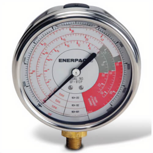 Enerpac® GF20P Hydraulic force and Pressure Gauge, Imperial Scale, for use with 25 ton Cylinders