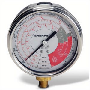 Enerpac® GF20P Hydraulic force and Pressure Gauge, Imperial Scale, for use with 25 ton Cylinders