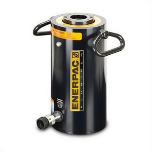 Enerpac® RACL1004 Lock Nut Single-Acting Solid Plunger Spring Return Hydraulic Cylinder, 110.9 ton Advance Capacity, 5.32 in Bore