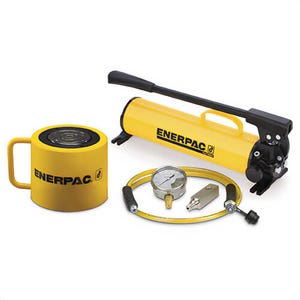 Enerpac® SCL1002H Low Height Hydraulic Cylinder and Hand Pump Set, 100 ton, 2-1/4 in, 10,000 psi