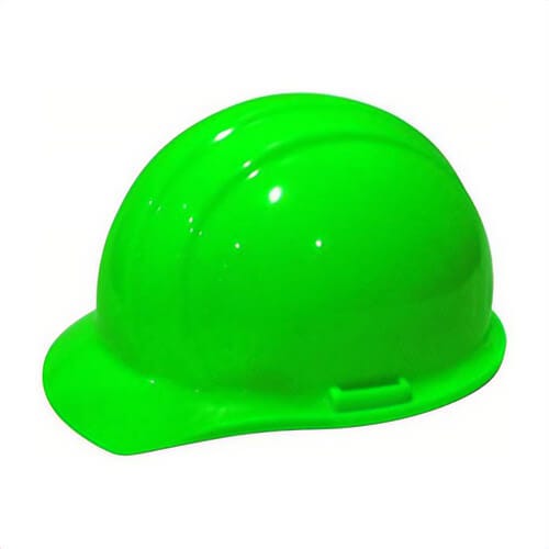 ERB® 19138 Omega II® Front Brim Hard Hat, Green, 6-1/2 Fits Mini Hat, 8 Fits Max Hat, 6-Point Suspension, ANSI Class C